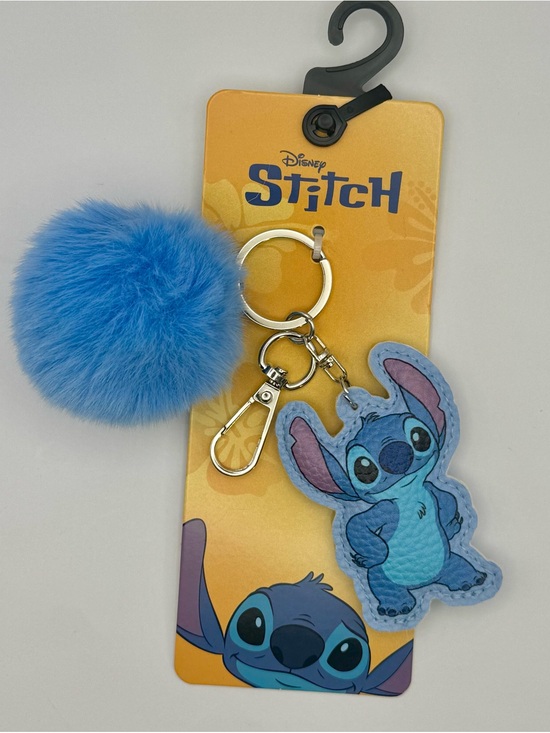 Disney Accessories - Disney Stitch Blue Pom-Pom Keychain Bag Charm With Puffy Faux Leather Character